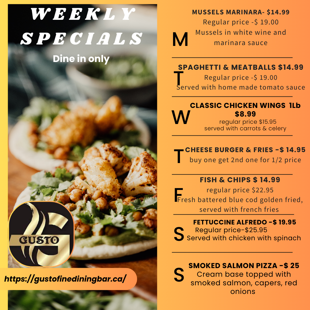 weekly special at Bar in Caledon